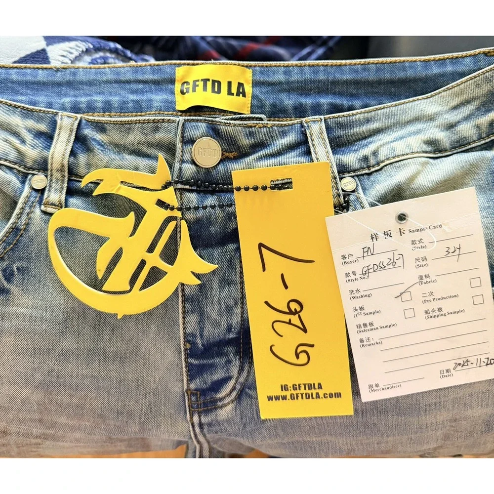 GFTD LA Men's Skinny Fit Button Fly Distressed Denim SAMPLE Jeans Size 34x32